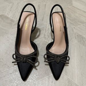 Black bow heels